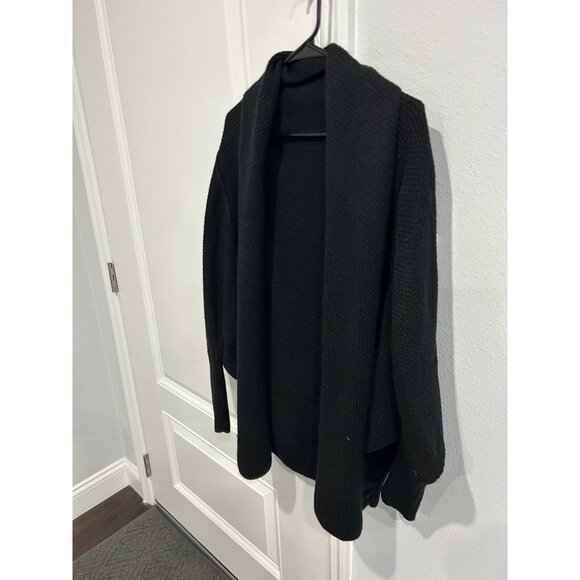 Shawl Collar Open Front Long Sleeve Cardigan Sweater Black Sz Medium Knitwear - Picture 3 of 9